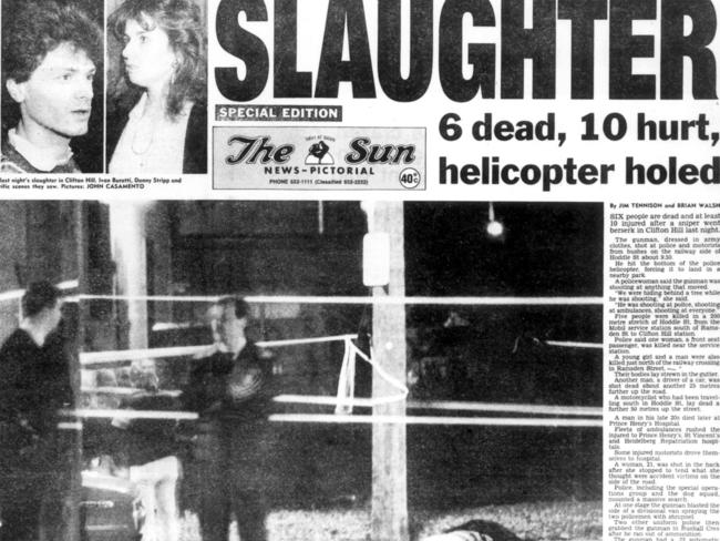 Coverage of what became known as the Hoddle Street massacre from the time.