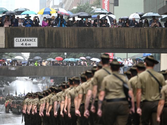 Hundreds of veterans marched through Brisbane’s CBD. Picture: Dan Peled/Getty Images