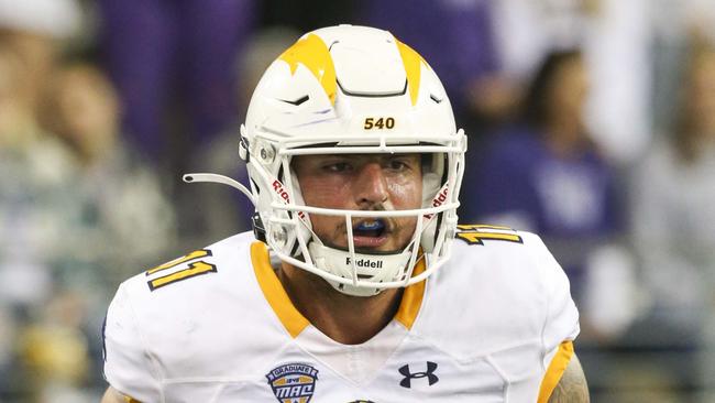 SEATTLE, WA - SEPTEMBER 03: Kent State Golden Flashers #11 (TE) Kris Leach during a college football game between the Washington Huskies and the Kent State Golden Flashers on September 3, 2022 at Husky Stadium in Seattle, WA. (Photo by Jesse Beals/Icon Sportswire via Getty Images)