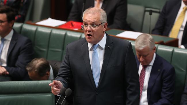 PM Scott Morrison in Question Time. Picture: Kym Smith