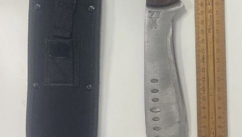 A hunting knife seized during Operation Bushay in Kingaroy on April 8, 2025. Photo credit: QPS Media