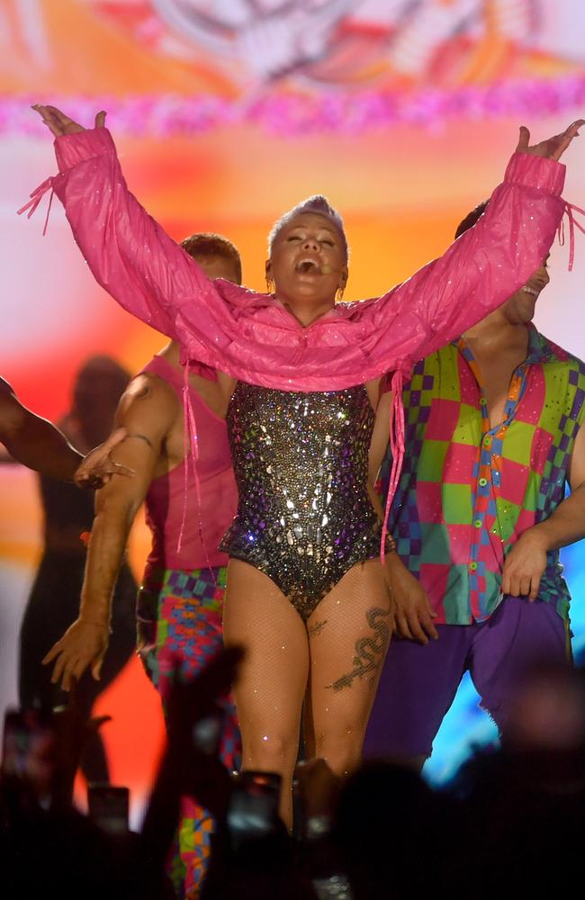 P!NK performs at Townsville's Queensland Country Bank Stadium. Picture: Evan Morgan