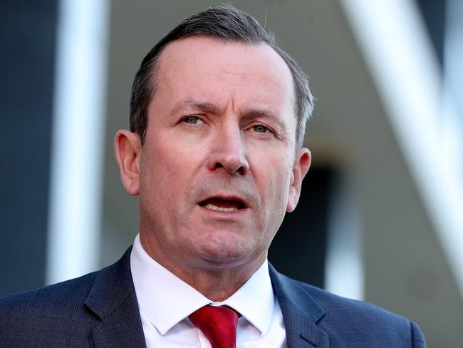 Western Australia Premier Mark McGowan speaks to the media during a press conference in Perth, Friday, May 1, 2020. (AAP Image/Richard Wainwright) NO ARCHIVING