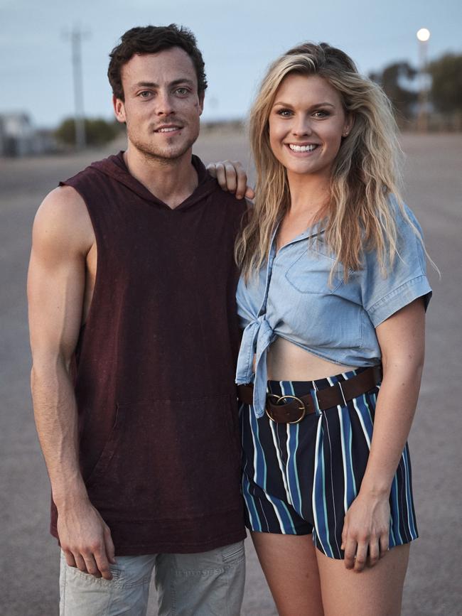 Patrick O’Connor and Sophie Dillman have also been filming their love story in the town. Picture: Supplied/Channel 7