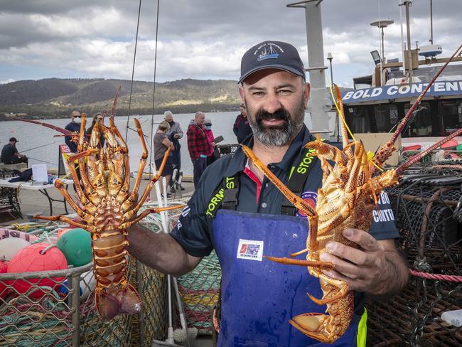 Brendan Taylor with crays for sale at Margate. Picture: Chris Kidd