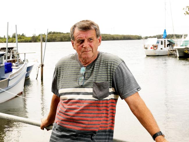 Hunter River trawlerman Kevin Radnidge at the Hexham Wharf near Newcastle. He decided not to fish for prawns because of contamination scare. Picture by Peter Lorimer.