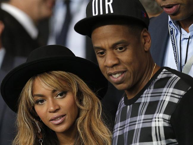 Jay Z and Beyonce at the Champions League soccer match in Paris on Sept. 30.