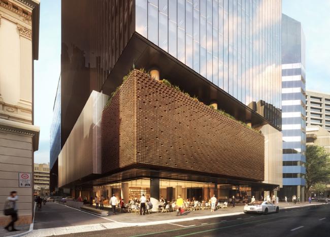 An artist impression of the proposed tower at 83 Pirie Street, which would replace the existing Planet Nightclub. Picture: Adelaide Development Company