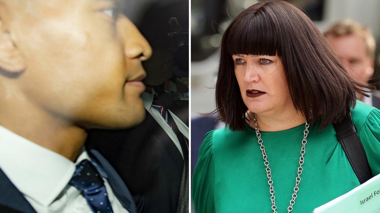 Israel Folau and Raelene Castle attend the hearing.