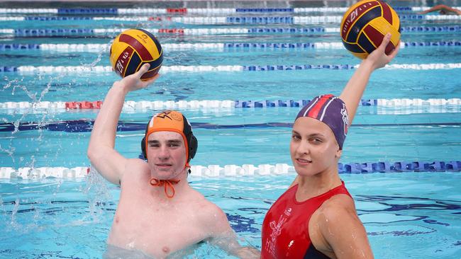 Warriors Leo Gallagher with Ariella Peled of the Vikings. Picture: Liam Kidston.