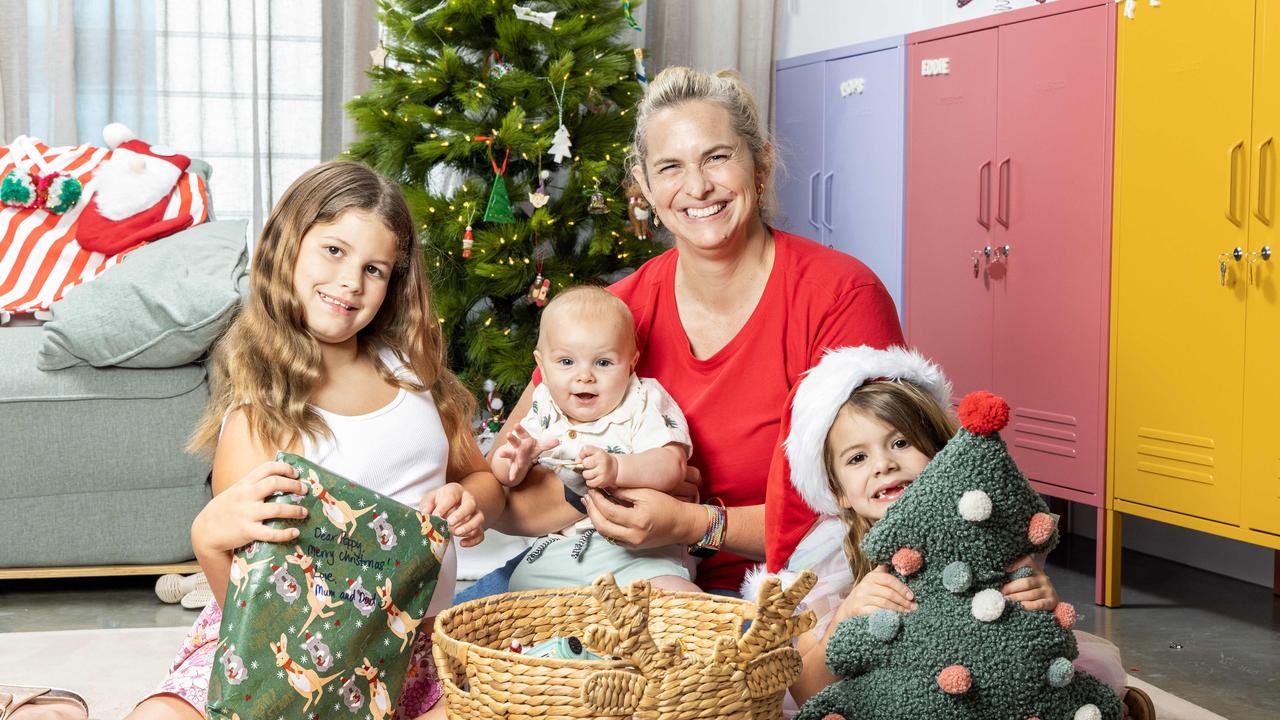 Libby Trickett at home with her children. Picture: Richard Walker.