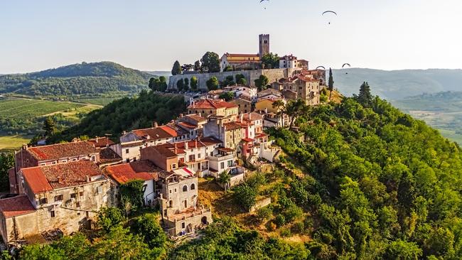 The medieval fortified hill town of Motovun.