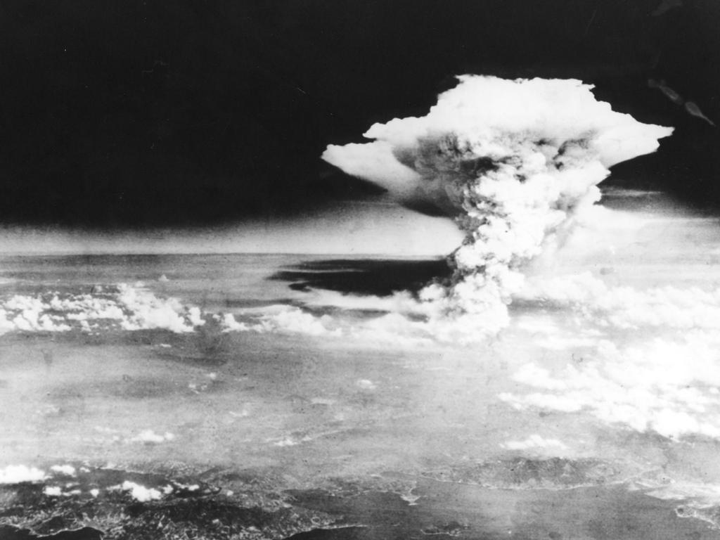 A mushroom cloud of the atomic bomb dropped by the B-29 bomber Enola Gay over the city of Hiroshima in August 1945. Picture: AFP.