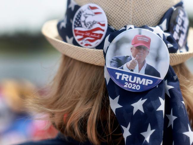 A Trump fan in the crowd at the Trump National Doral Golf Club. Picture: Getty Images
