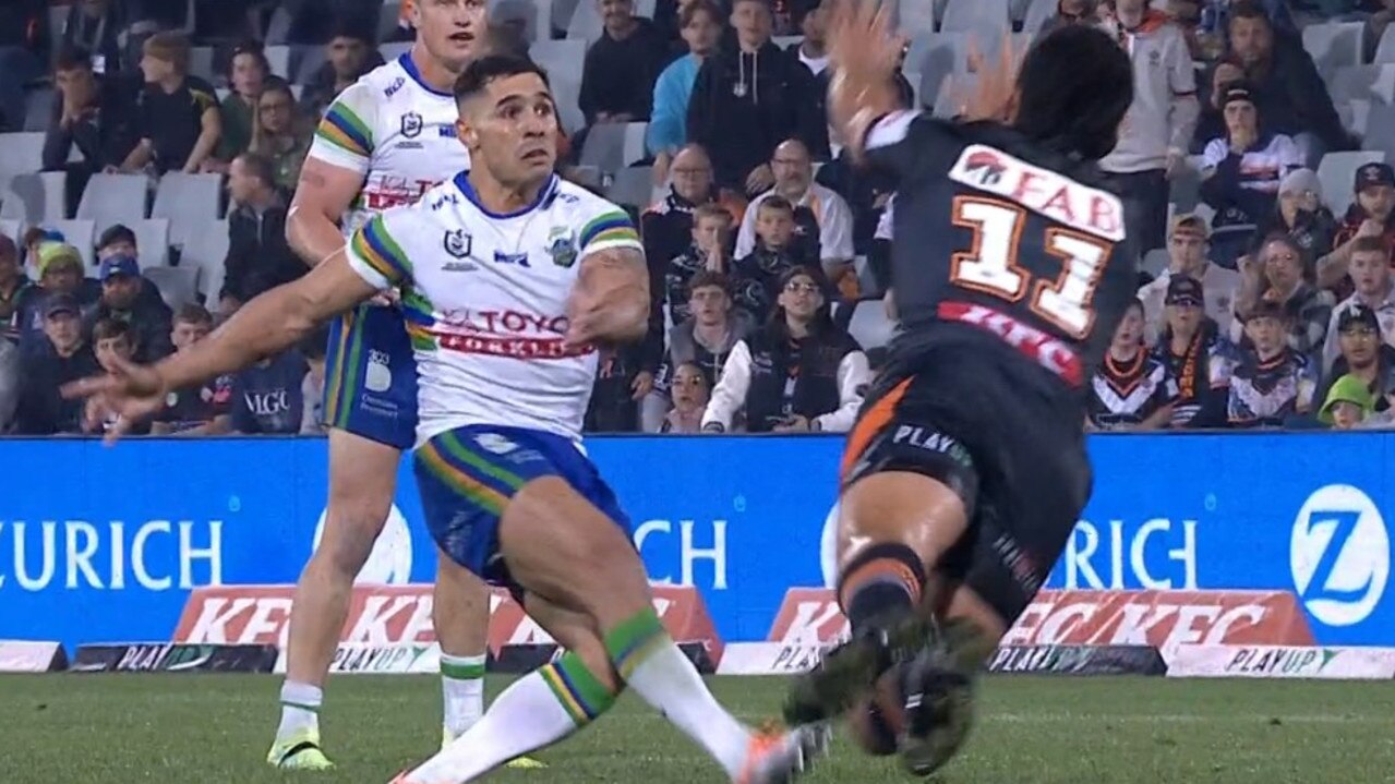 Papali’i was going for the charge down. Photo: Fox Sports