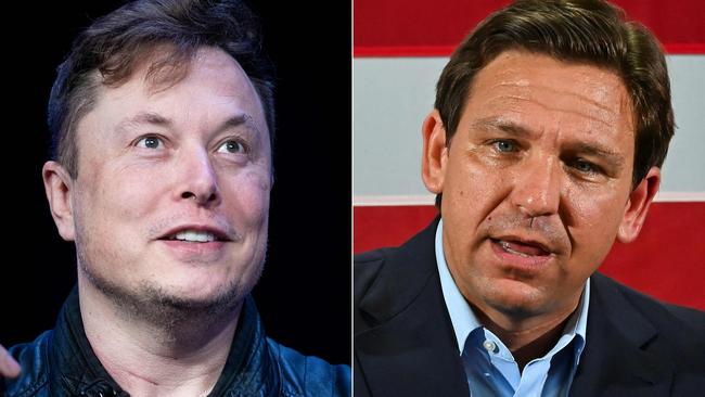 A combination of pictures of Elon Musk and Ron DeSantis. Pictures: