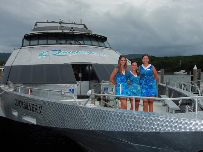 Quicksilver V at Port Douglas marina with crew. Photo: Supplied