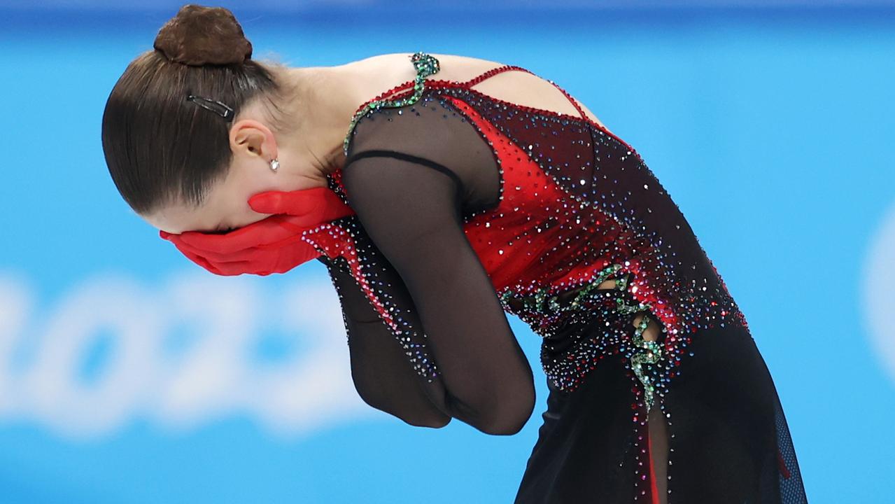 Kamila Valieva reacts after the women’s figure skating final. Picture: Getty Images