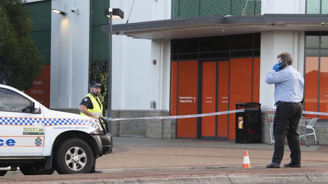 Police at the scene of the alleged assault outside Grand Central. Monday, February 6, 2023. Picture: Nev Madsen.