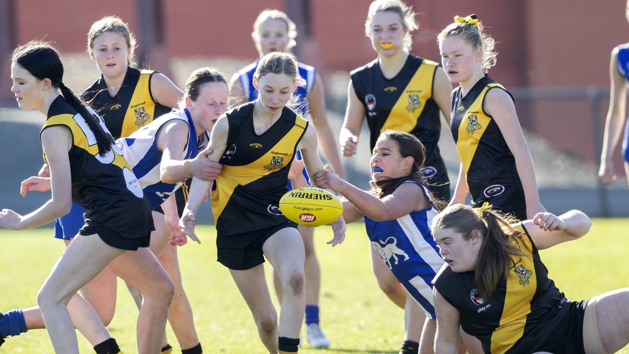 STJFL U14 A2, Kingborough Ava McDermott during the game against Sandy Bay at North Hobart. Picture: Chris Kidd