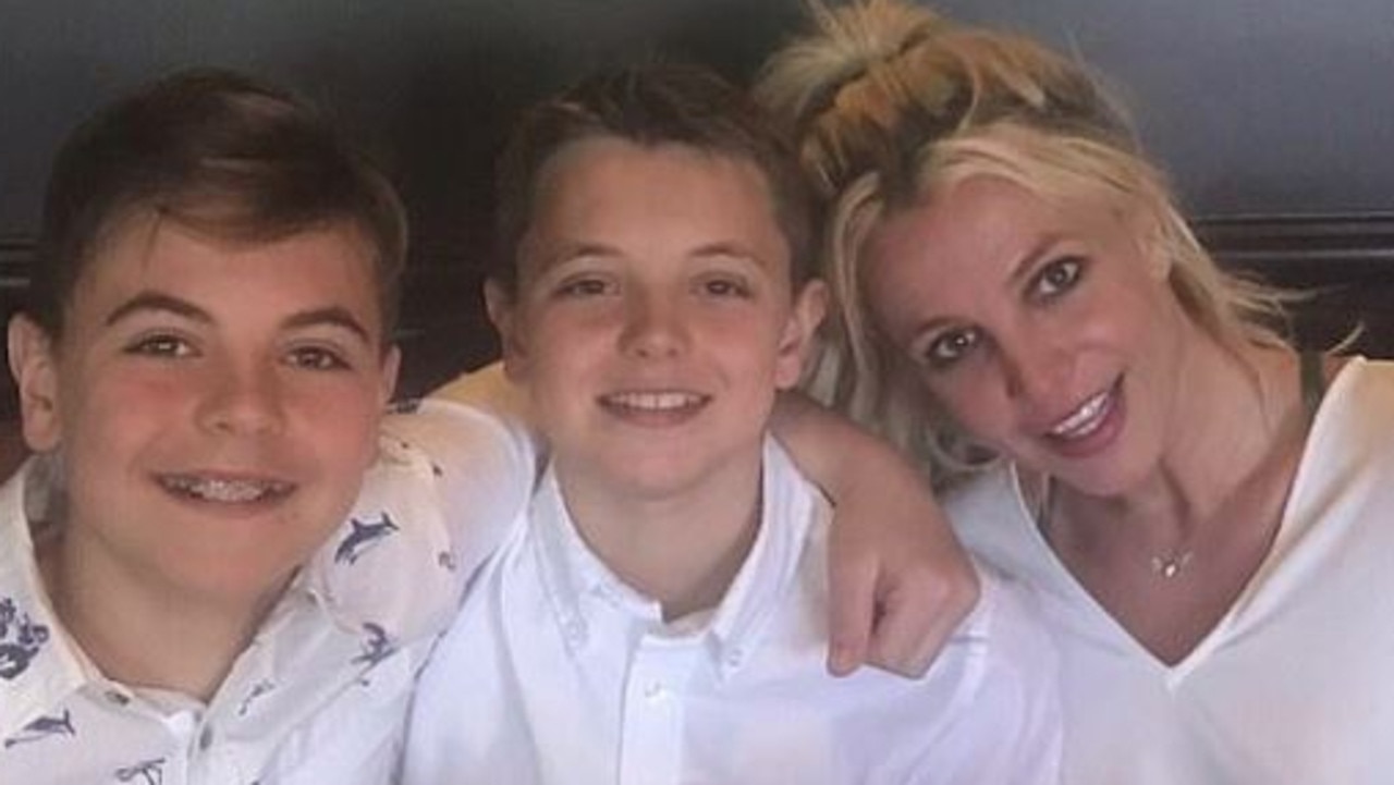 Britney Spears with her sons, Jayden and Sean. Picture: Supplied