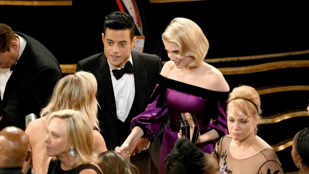 Rami Malek and Bohemian Rhapsody co-star Lucy Boynton. Picture: Getty Images