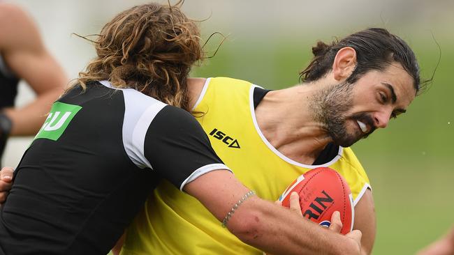 Brodie Grundy might feast on a Sandi-less Freo. Pic: Getty Images