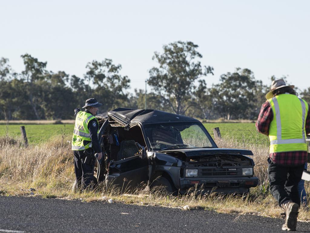 Police responded to reports four people were “heavily” entrapped in a car. Picture: Kevin Farmer