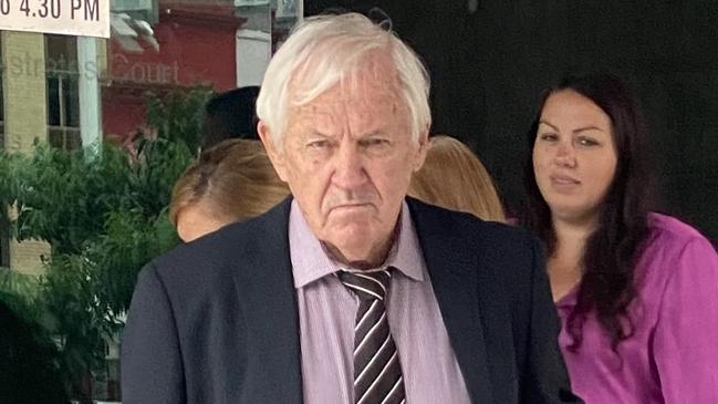 Former Kimberley College principal Paul Thomson, 79, and daughter Amy Leigh Ferguson, 38, leave the Brisbane Magistrates Court on Thursday.