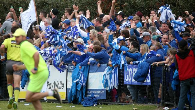 Hastings supporters roar their support. Picture: Mark Dadswell