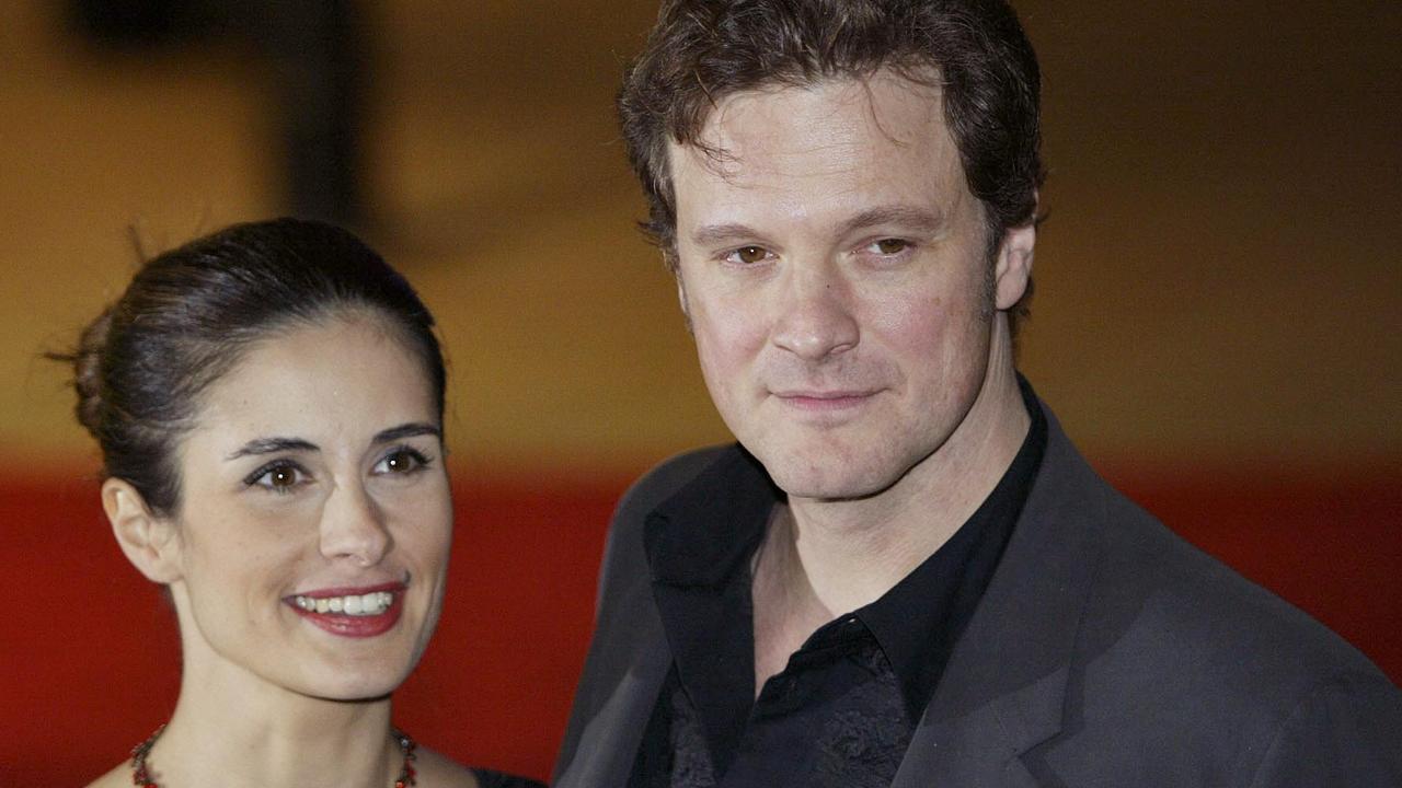 Colin Firth with wife Livia Giuggioli at the London premiere of Love Actually.