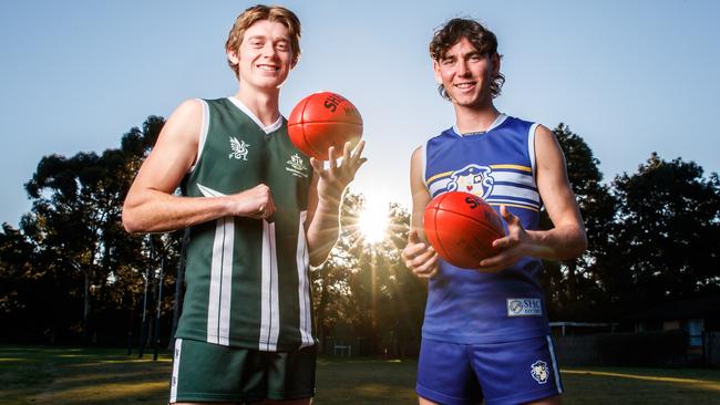 Westminster captain Harvey Bock and Sacred Heart captain Darcy Gluyas. Picture: Matt Turner