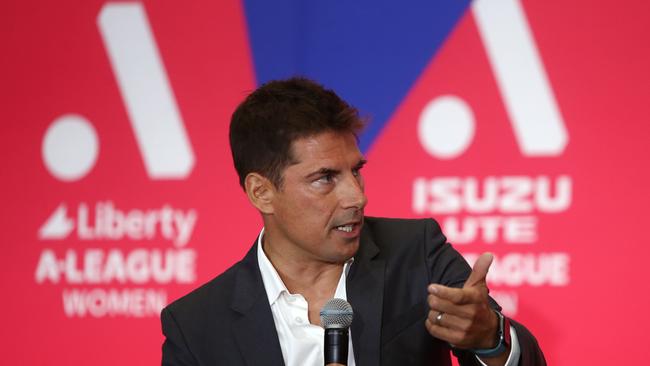 SYDNEY, AUSTRALIA - OCTOBER 10: Nick Garcia, Commissioner of the A-Leagues speaks on stage during the A-Leagues 2023/24 Season Launch at Carriageworks on October 10, 2023 in Sydney, Australia. (Photo by Jason McCawley/Getty Images)