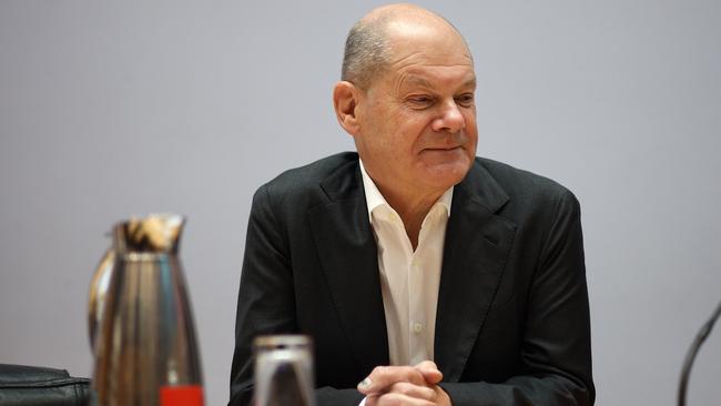 Chancellor Olaf Scholz attends a meeting of the SPD party executive committee. Picture: Getty Images.