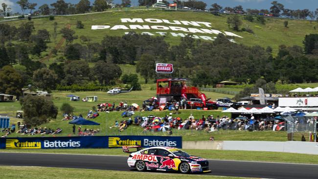 Jamie Whincup drives the #88 Red Bull Ampol Racing Holden Commodore ZB down Conrod Straight at Mount Panorama. Picture: Getty Images