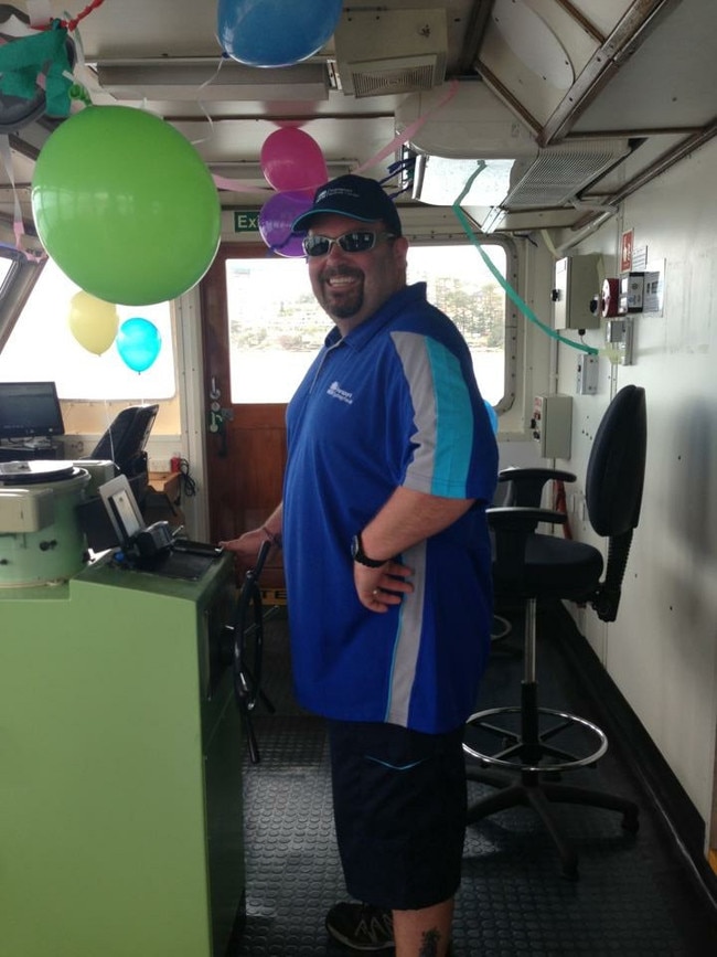 At work on the Manly Ferry. Jason 'Buddy' Miller, 48, of Queenscliff, has worked on the ferry for 10 years and is a well-loved member of the team. Picture: Supplied.