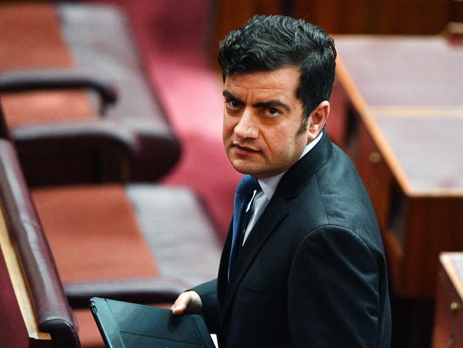 Labor Senator Sam Dastyari leaves after Question Time in the Senate chamber on Tuesday. Picture: Mick Tsikas