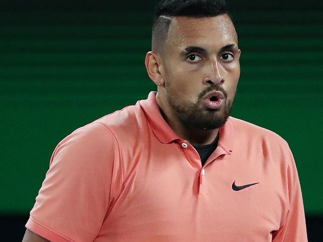 2020 Australian Open Tennis - Day Eight. Nick Kyrgios (AUS) in action against Rafael Nadal (ESP) during their fourth round match on Rod Laver Arena. Picture: Mark Stewart