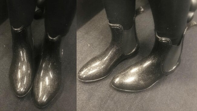 One of our writers found a pair of gumboots in the children's section at Kmart and they fit! Image: Supplied