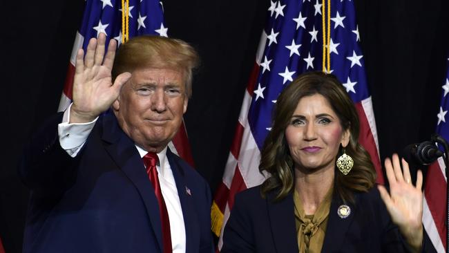 President Donald Trump speaks during a fundraiser for Republican gubernatorial hopeful Kristi Noem in Sioux Falls. Photo: AP