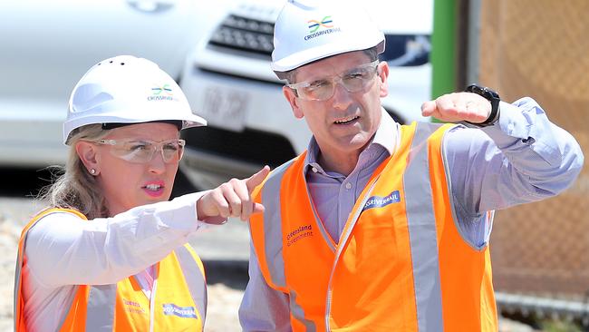 Minister for Cross River Rail Kate Jones with Cross River Rail Delivery Authority general manager Matthew Martyn-Jones late last year. Picture: Richard Gosling/AAP