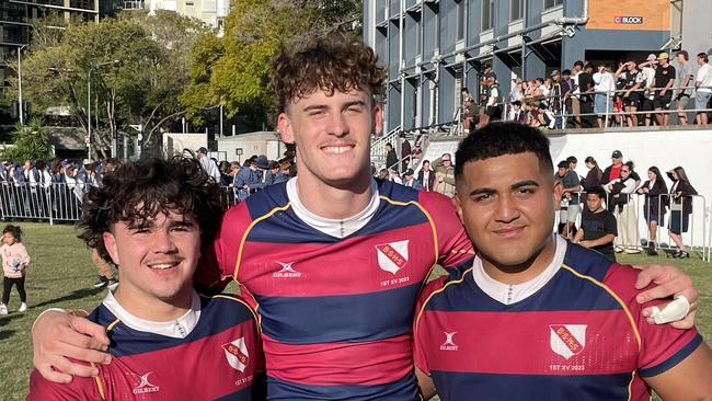 BSHS captain Jakeb Horne, winger Bailey Trew and prop Moses Manu.