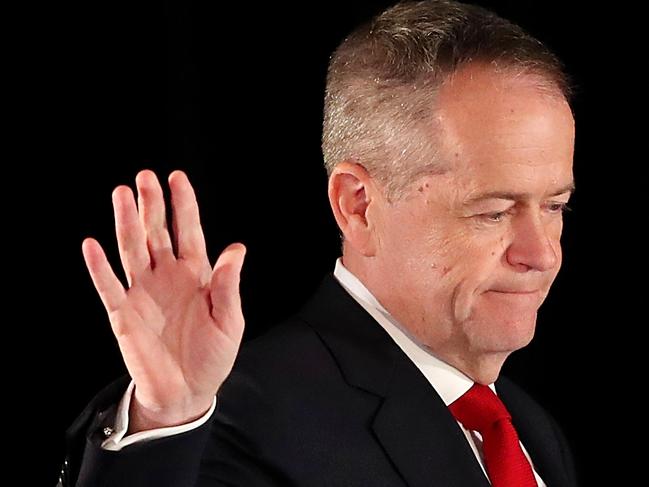 Bill Shorten concedes defeat  during the federal Labor Reception on Election Day in Melbourne, Saturday, 18 May, 2019. Approximately 16.5 million Australians have today voted in what is tipped to be a tight election contest between Australian Prime Minister Scott Morrison and Australian Opposition leader Bill Shorten. (AAP Image/David Crosling) NO ARCHIVING