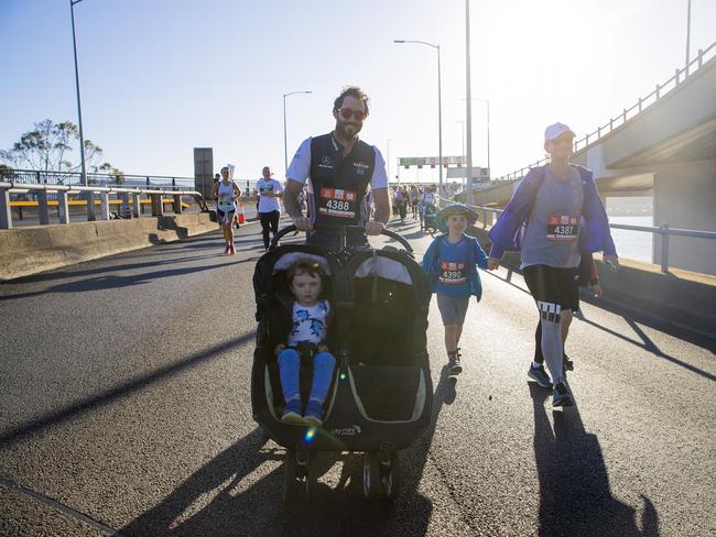 Run the Bridge Fun Run 2020 across Tasman Bridge. Picture: RICHARD JUPE