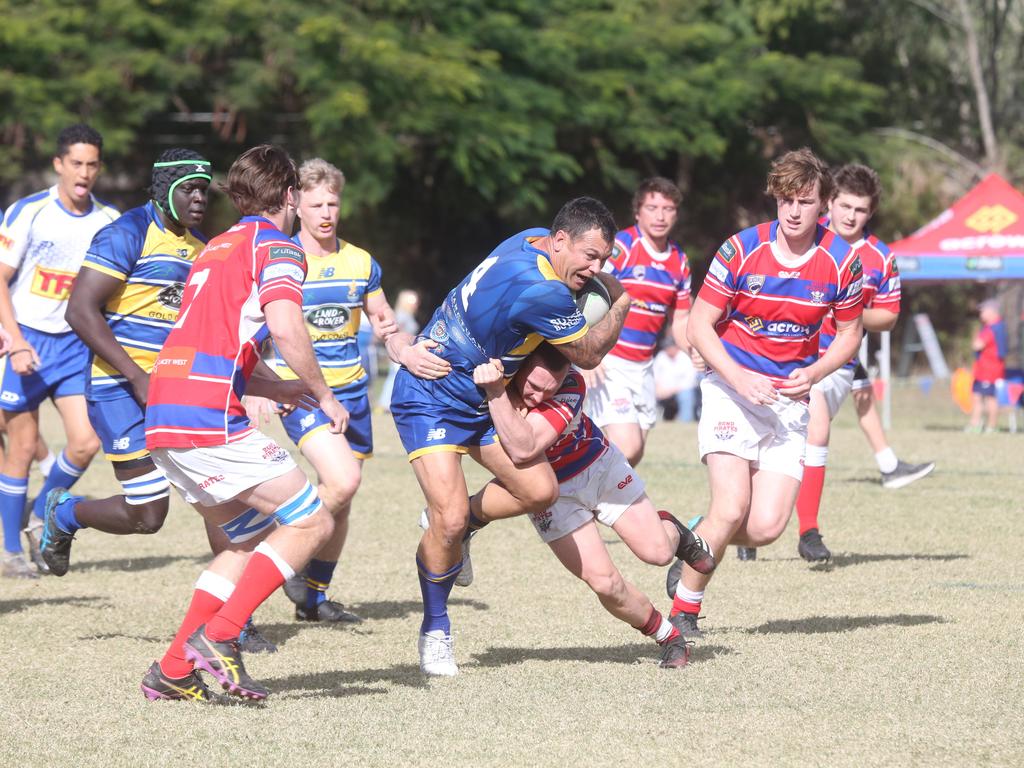 GCDRU round 13 seniors - 2nd grade. Bond Pirates vs. GC Eagles. Ross Love. 14 July 2024 Miami Picture by Richard Gosling