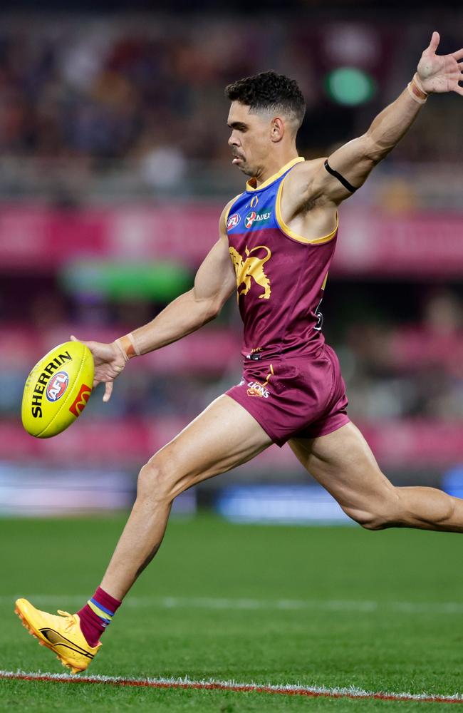 Charlie Cameron kicks for goal in the win. Picture: Russell Freeman/AFL Photos