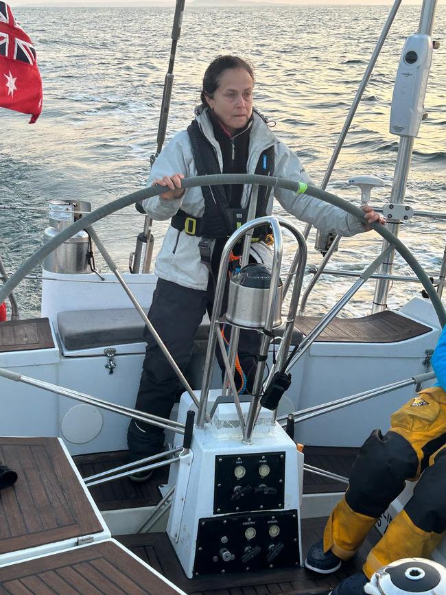 Katie Sarah at the helm of “Outlaw”. Picture: Supplied