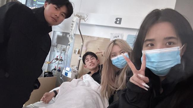 The four teens at Geelong Hospital. Picture: Supplied