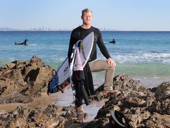 Former world tour surfer Bede Durbidge pictured at Snapper Rocks. Picture: Glenn Hampson