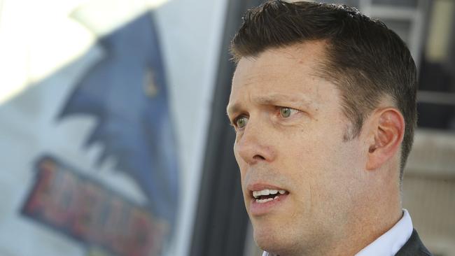 Adelaide chief executive Andrew Fagan fronts the media on Monday after announcing details of the Crows review. Picture Dean Martin